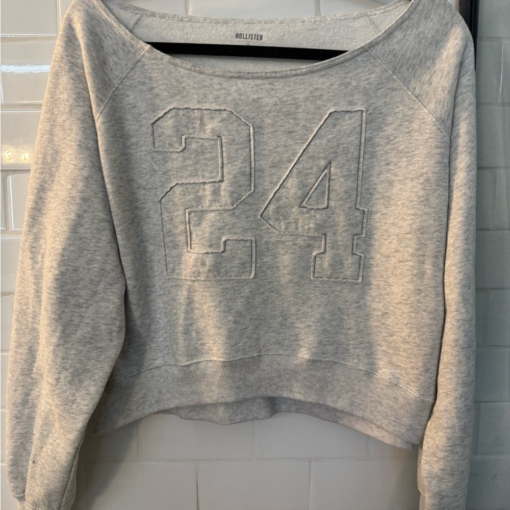 Hollister Light Gray off shoulder sweatshirt